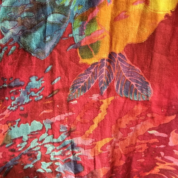 BIBA Vintage Rainbow Watercolor Style Abstract Paint Splatter Batwing Top - Picture 9 of 16